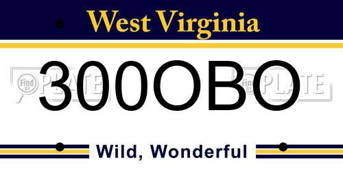 300OBO West Virginia License Plate