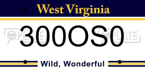 300OS0 West Virginia License Plate