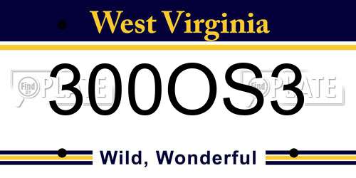 300OS3 West Virginia License Plate
