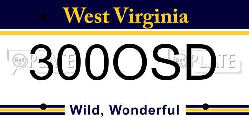 300OSD West Virginia License Plate