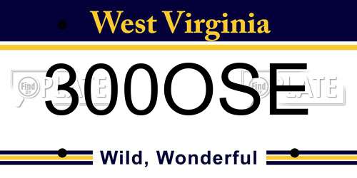 300OSE West Virginia License Plate