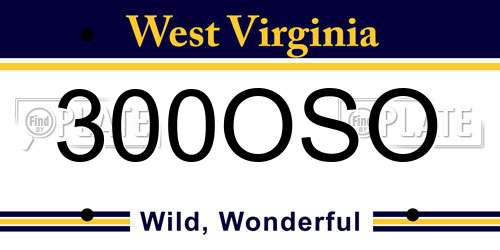 300OSO West Virginia License Plate