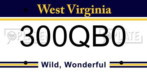 300QB0 West Virginia License Plate