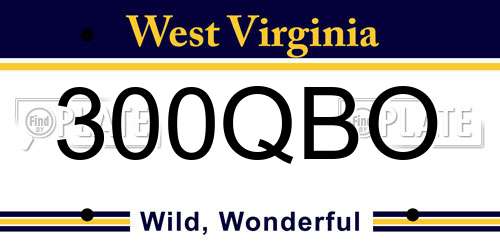 300QBO West Virginia License Plate