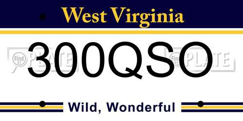 300QSO West Virginia License Plate
