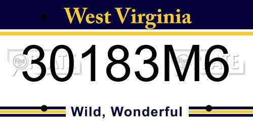 30183M6 West Virginia License Plate