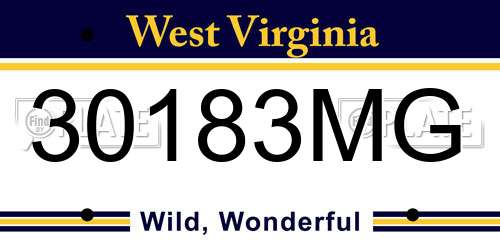 30183MG West Virginia License Plate