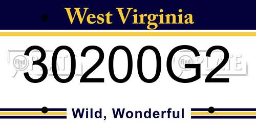 30200G2 West Virginia License Plate