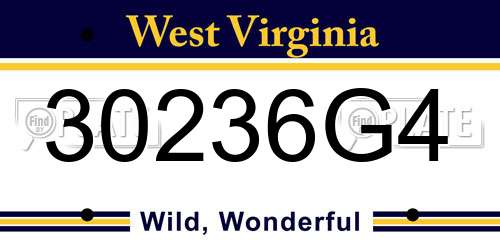 30236G4 West Virginia License Plate