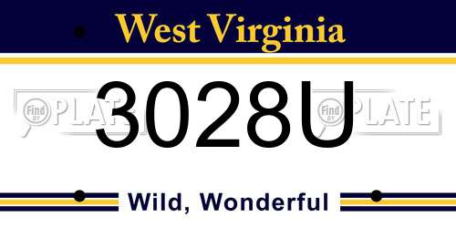 3028U West Virginia License Plate