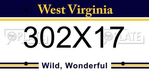302X17 West Virginia License Plate