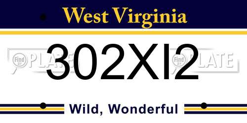 302XI2 West Virginia License Plate