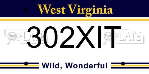 302XIT West Virginia License Plate