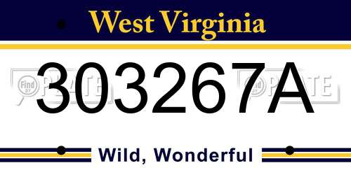 303267A West Virginia License Plate