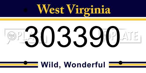 303390 West Virginia License Plate