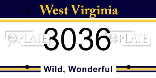 3036 West Virginia License Plate