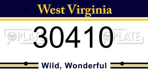 30410 West Virginia License Plate
