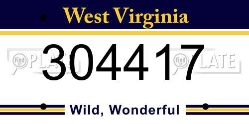 304417 West Virginia License Plate