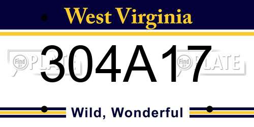 304A17 West Virginia License Plate