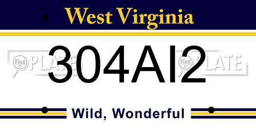304AI2 West Virginia License Plate
