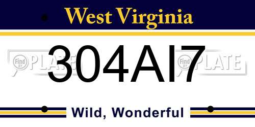 304AI7 West Virginia License Plate