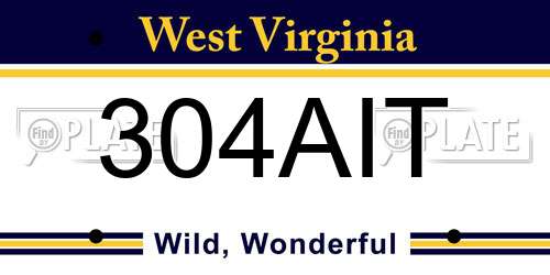 304AIT West Virginia License Plate