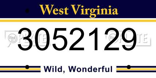 3052129 West Virginia License Plate