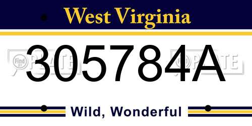 305784A West Virginia License Plate