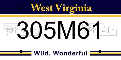 305M61 West Virginia License Plate