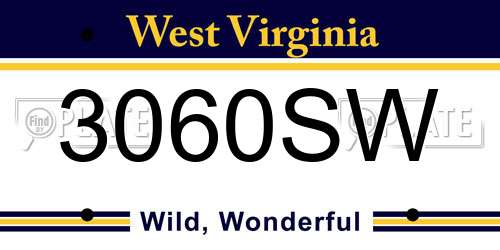3060SW West Virginia License Plate