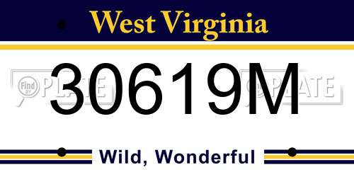 30619M West Virginia License Plate