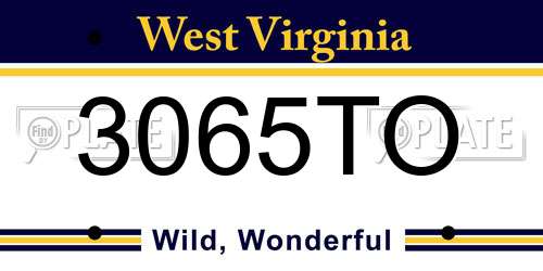 3065TO West Virginia License Plate