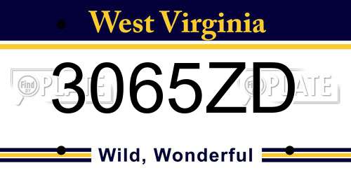 3065ZD West Virginia License Plate