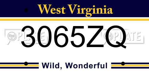 3065ZQ West Virginia License Plate