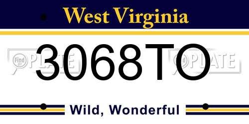 3068TO West Virginia License Plate