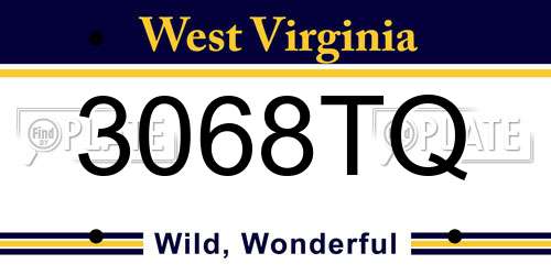 3068TQ West Virginia License Plate