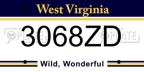 3068ZD West Virginia License Plate
