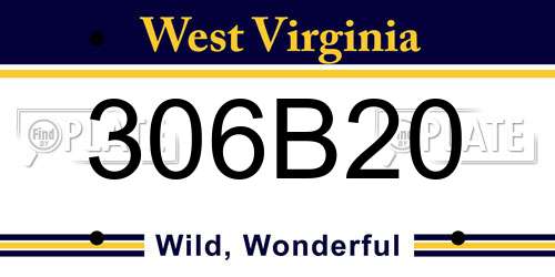 306B20 West Virginia License Plate