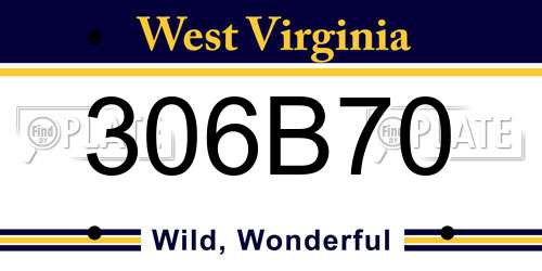306B70 West Virginia License Plate