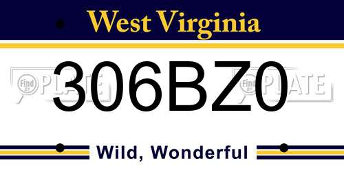 306BZ0 West Virginia License Plate