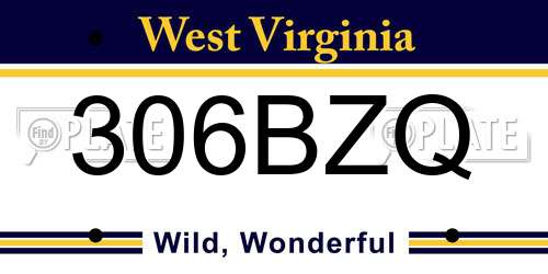 306BZQ West Virginia License Plate