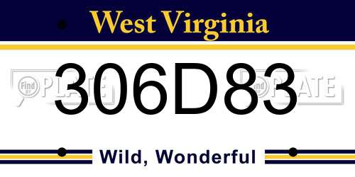 306D83 West Virginia License Plate