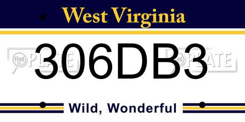 306DB3 West Virginia License Plate