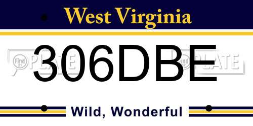 306DBE West Virginia License Plate