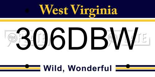 306DBW West Virginia License Plate