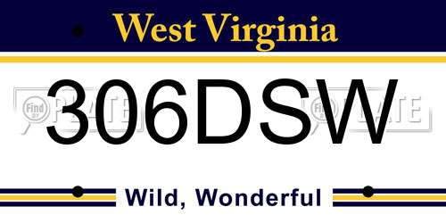 306DSW West Virginia License Plate