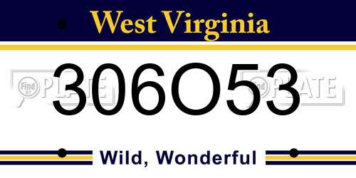 306O53 West Virginia License Plate