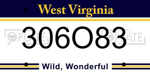 306O83 West Virginia License Plate