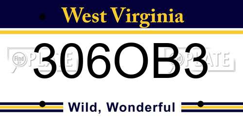 306OB3 West Virginia License Plate