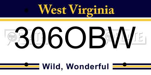 306OBW West Virginia License Plate